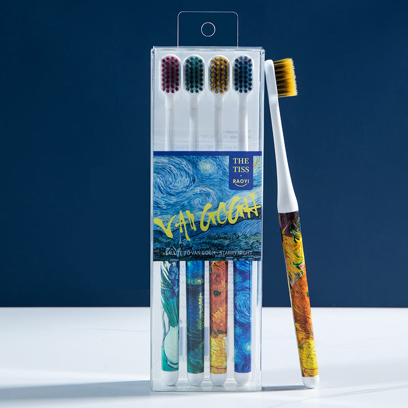 Van Gogh Star Print Wide Head Toothbrush - 4 Pack