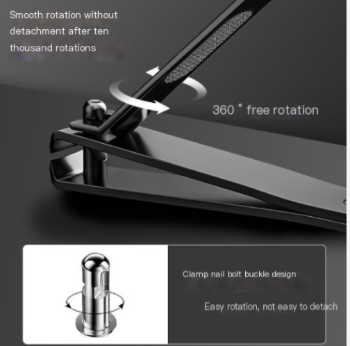 Black Nail Clipper with Flat and Slanted Tips