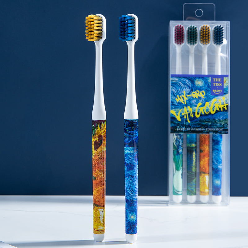 Van Gogh Star Print Wide Head Toothbrush - 4 Pack