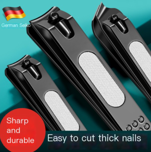 Black Nail Clipper with Flat and Slanted Tips