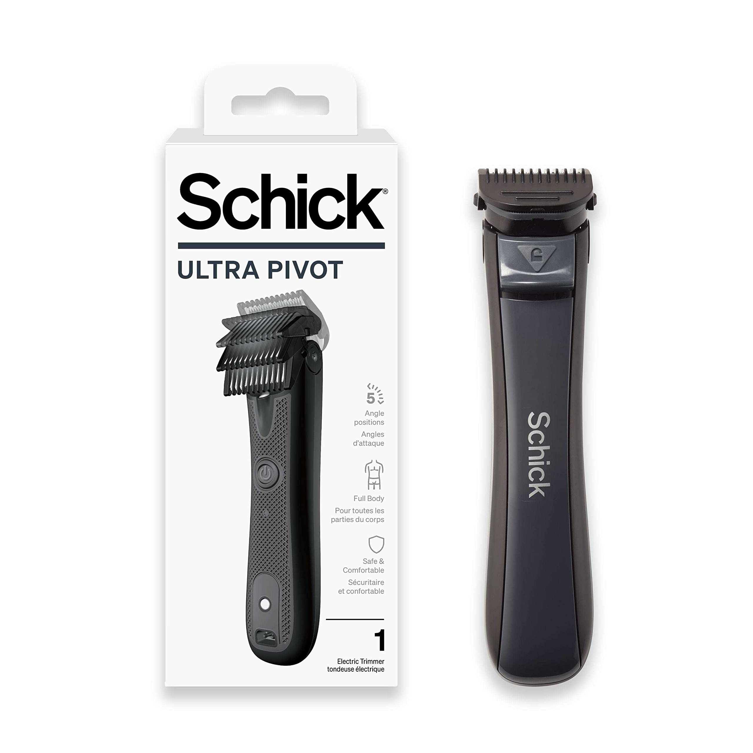 Schick Ultra Pivot Body Trimmer for Men | Manscaping Electric Shaver for Men Body Hair Trimmer for Men Pubic Hair Trimmer for Men Body Groomer for Men