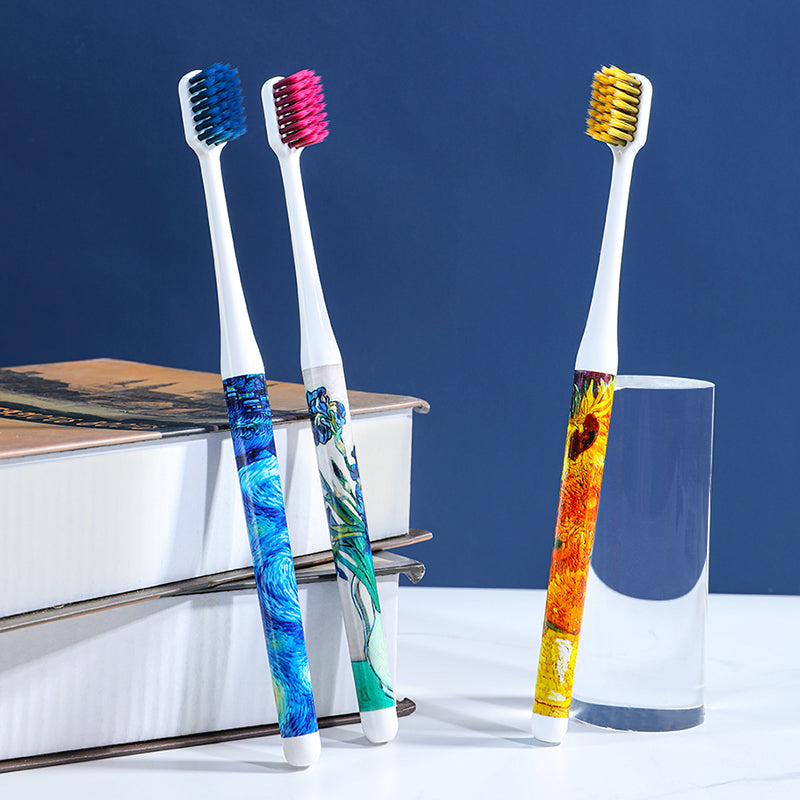 Van Gogh Star Print Wide Head Toothbrush - 4 Pack